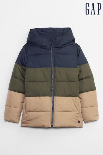 Gap Navy, Green & Beige Cold Control Puffer Jacket (K00624) | £55