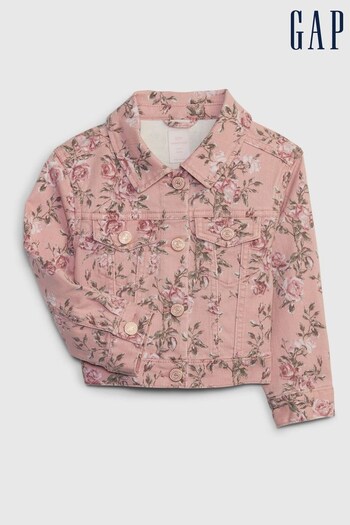 Gap Pink LoveShackFancy Toddler Floral Icon Denim Jacket (K00636) | £40