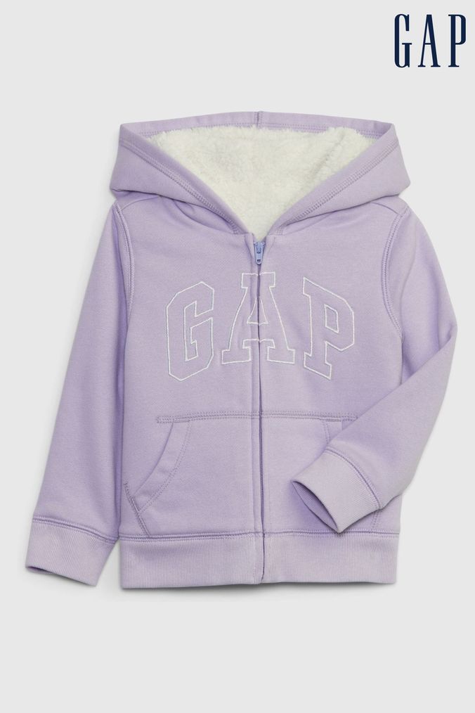 Gap Purple Logo Sherpa Zip Up Hoodie (K00637) | £30