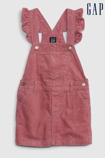 Gap Pink Corduroy Flutter Sleeve Pinafore Dress (K00638) | £35