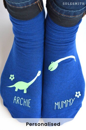 Personalised Mummy and Me Dinosaur Socks by Solesmith (K00705) | £15