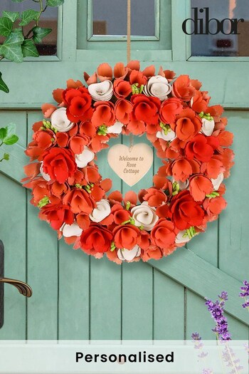 Personalised Cherry Blossom Heart Door Wreath by Dibor (K00734) | £25