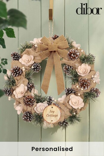Personalised Cottage Jute Large Wreath by Dibor (K00737) | £25