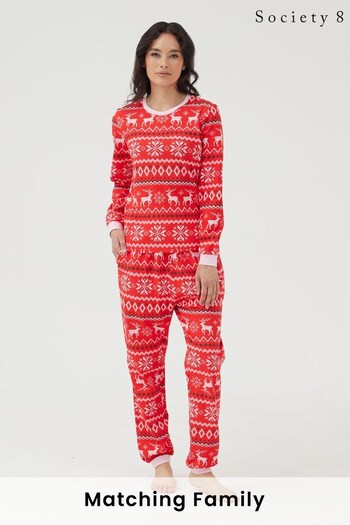 Society 8 Red Fairisle Womens Matching Family Christmas Pyjama Set (K00823) | £24