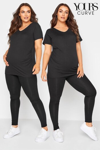Yours Curve Black Maternity 2 Pack Full Length Legging (K00864) | £27