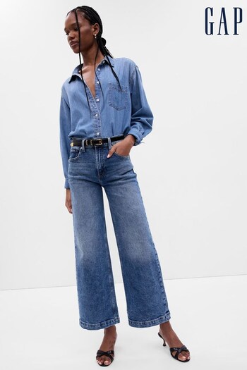 Gap Blue High Waisted Wide Leg Washwell Slit Jeans (K00973) | £55