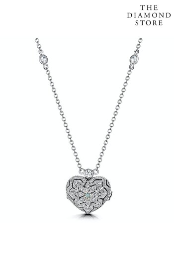 The Diamond Store White Opal October Birthstone Vintage Locket Necklace Topaz in Silver (K00987) | £129