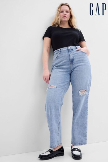 Gap Blue High Waisted Ripped 90s Loose Jeans chic with Washwell (K00988) | £45