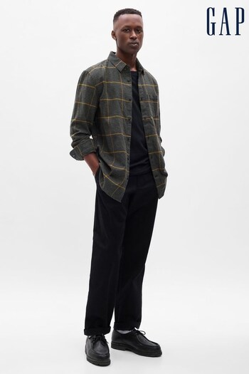 Gap Grey Organic Cotton Midweight Flannel Long Sleeve Shirt (K00994) | £40