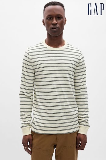 Gap Cream Soft Stripe Long Sleeve Crew Neck T-Shirt (K01000) | £18