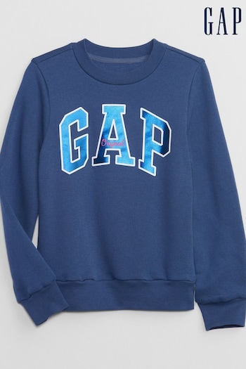 Gap Blue Metallic Logo Long Sleeve Crew Neck Sweatshirt (K01009) | £18