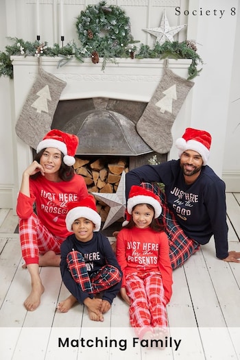 Society 8 Navy & Red 'Just Here for the Candy' Boys Matching Family Christmas Pyjama Set (K01221) | £20