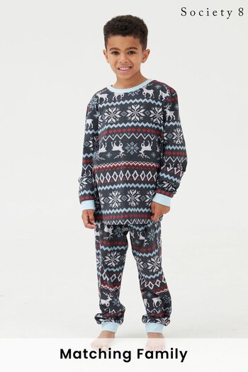 Society 8 Navy & Red Fairisle Boys All Personalised Gifts Pyjama Set (K01223) | £20