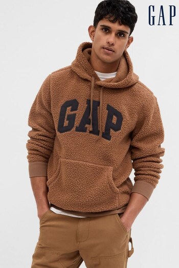 Gap Brown Logo Sherpa Long Sleeve Hoodie (K01241) | £40