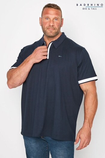 BadRhino Big & Tall Blue Jersey Zip Polo Shirt (K01612) | £22