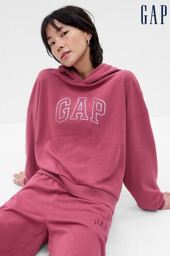 Gap Berry Red Vintage Soft Arch Logo Long Sleeve Hoodie (K01918) | £50