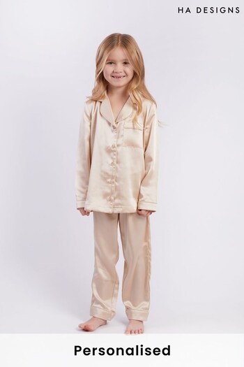 Personalised Children's Luxury Satin Long Sleeve Pyjama Set by HA Designs (K01967) | £40