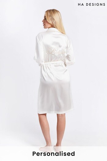 Personalised Bridal Luxury Satin Classic Robe by HA Designs (K02190) | £55