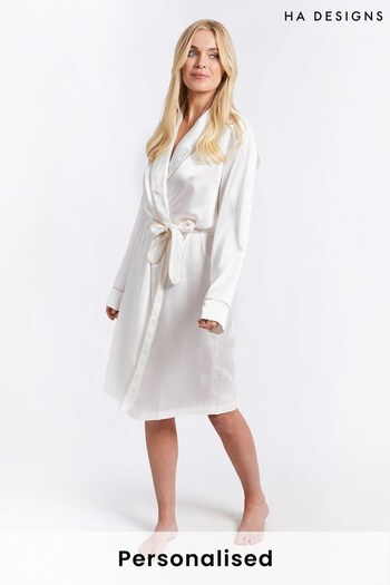 Personalised Bridal Luxury Satin Classic Robe by HA Designs (K02191) | £60