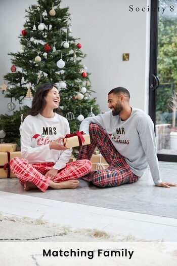 Society 8 White & Red Mrs Claus Womens Matching Family Christmas Pyjama Set (K02192) | £24