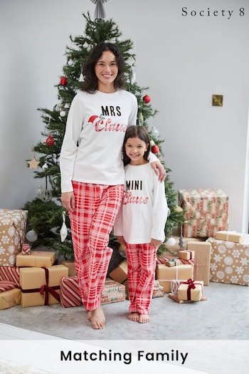 Society 8 White & Red 'Mini Claus' Girls Matching Family Christmas Pyjama Set (K02300) | £20