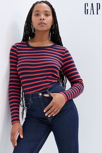 Gap Red Stripe Crew Neck Long Sleeve T-Shirt (K02423) | £18