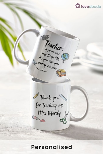 Personalised Teacher Mug by Loveabode (K02663) | £12