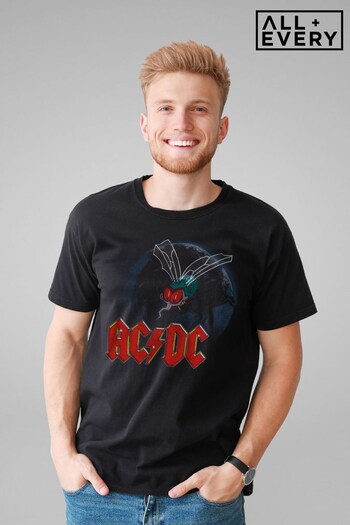 All + Every Black ACDC Mosquito From Above Logo Men's Music T-shirt (K02902) | £24