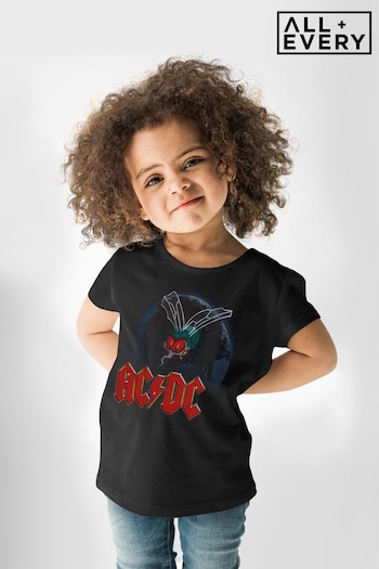 All + Every Black ACDC Mosquito From Above Logo Kids Music T-Shirt (K02929) | £19