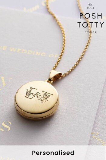 Personalised Floral Initials Locket Necklace by Posh Totty (K02950) | £99