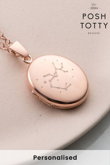Personalised Zodiac Locket Necklace by Posh Totty (K02966) | £85