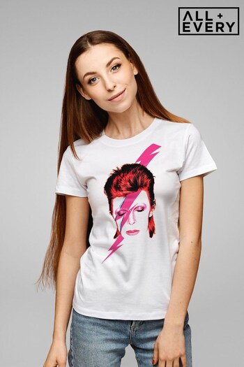 All + Every White David Bowie Aladdin Sane Lightning Bolt Women's Music T-Shirt (K04008) | £24