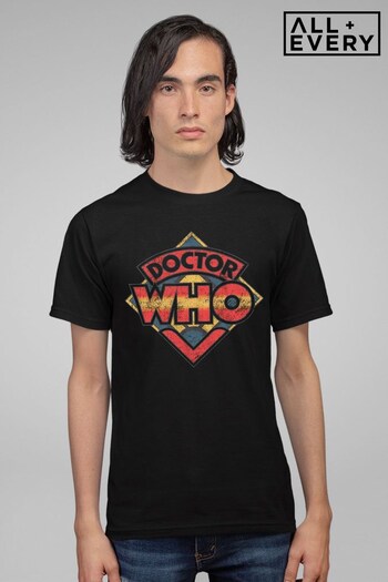 All + Every Black Doctor Who 70s Logo Men's T-Shirt (K04038) | £22