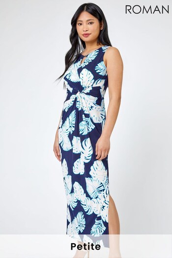 Roman Blue Petite Tropical Print Maxi Dress (K04688) | £45