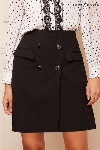 All Girls New In Black Tailored Button Detail Mini Wrap Skirt (K04850) | £36