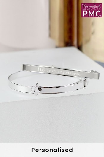 Personalised Sterling Silver Childs Expanding Diamante Star Bracelet by PMC (K04866) | £48