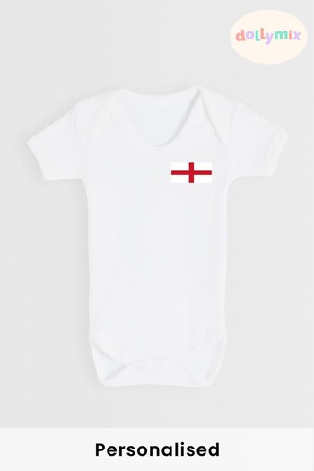 Personalised Baby White Football Bodysuit by Dollymix (K06115) | £14