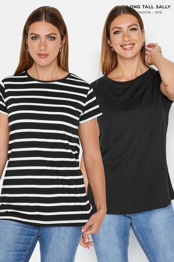 Long Tall Sally Black 2 Pack Basic T-Shirts (K06330) | £22