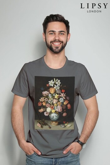 Lipsy Charcoal The National Gallery A Still Life In A Wan Li Vase Men's T-Shirt by All+Every (K06333) | £23