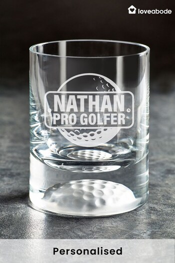 Personalised Golf Ball moulded into the base of Glass "Pro Golfer" Design by Love Abode (K06372) | £23
