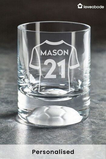 Personalised Football Moulded into the base of Glass  "Shirt" Design by Loveabode (K06373) | £23