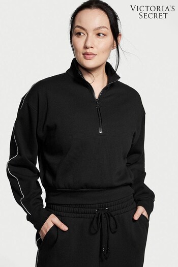 Victoria's Secret Black Half Zip High Neck Lounge Sweatshirt (K06511) | £49