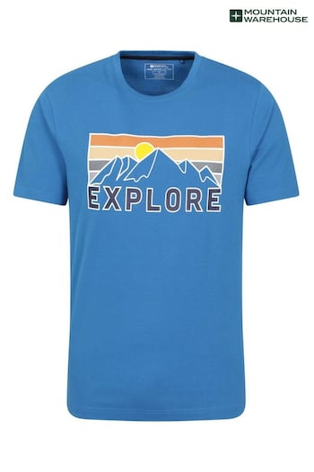 Mountain Warehouse Blue Explore Mens Organic T-Shirt (K06536) | £21