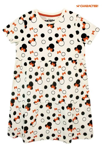 Character Cream Minnie Mouse Girls Frill Printed Dress (K07211) | £14
