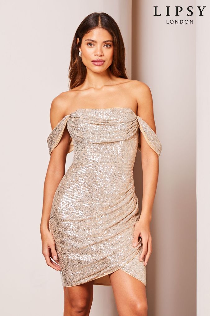 Lipsy sequin bust wrap maxi cheap dress