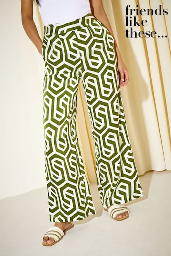 Monki Matilda long sleeve midi dress in black floral Green Geo Wide Leg Pull On Trousers (K07589) | £32