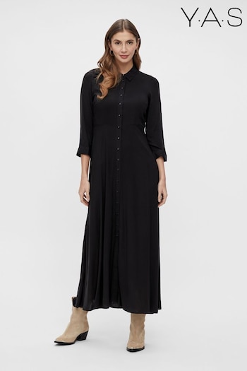 Y.A.S Black Maxi Length Shirt Dress (K07972) | £55