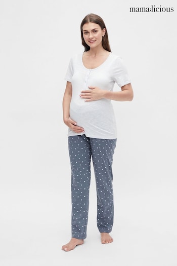 Mamalicious Grey & Navy Maternity Nursing Pyjama Set (K08058) | £38