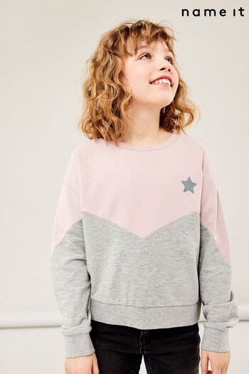 Name It Pink Colour Block Star Long Sleeve Sweatshirt (K08106) | £12