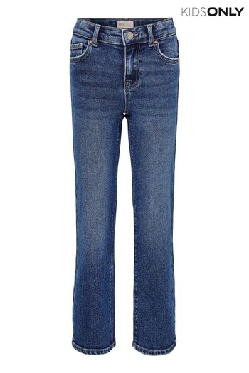 ONLY KIDS Mid Blue Straight Leg Jeans With Slight Flare and Adjustable Waist (K08118) | £24